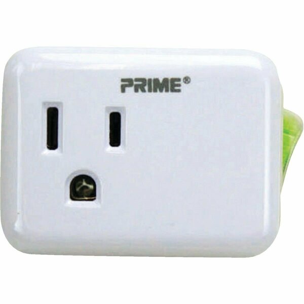 Prime Wire & Cable & Cable 1-Outlet White Plug-In Outlet with Switch PBES001-BB